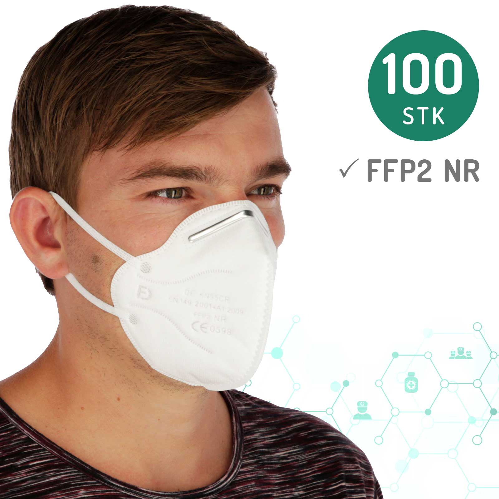 100x Respirator Mask FFP2 without valve