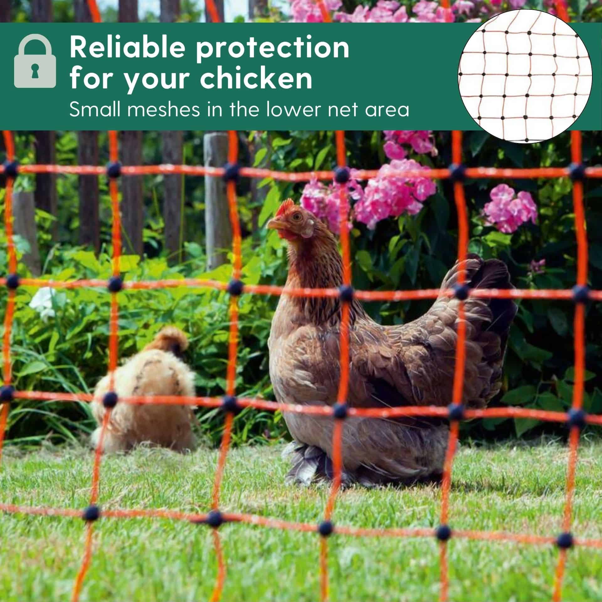 Agrarzone Poultry Net Classic electrificable, double tip, orange 25 m x 112 cm