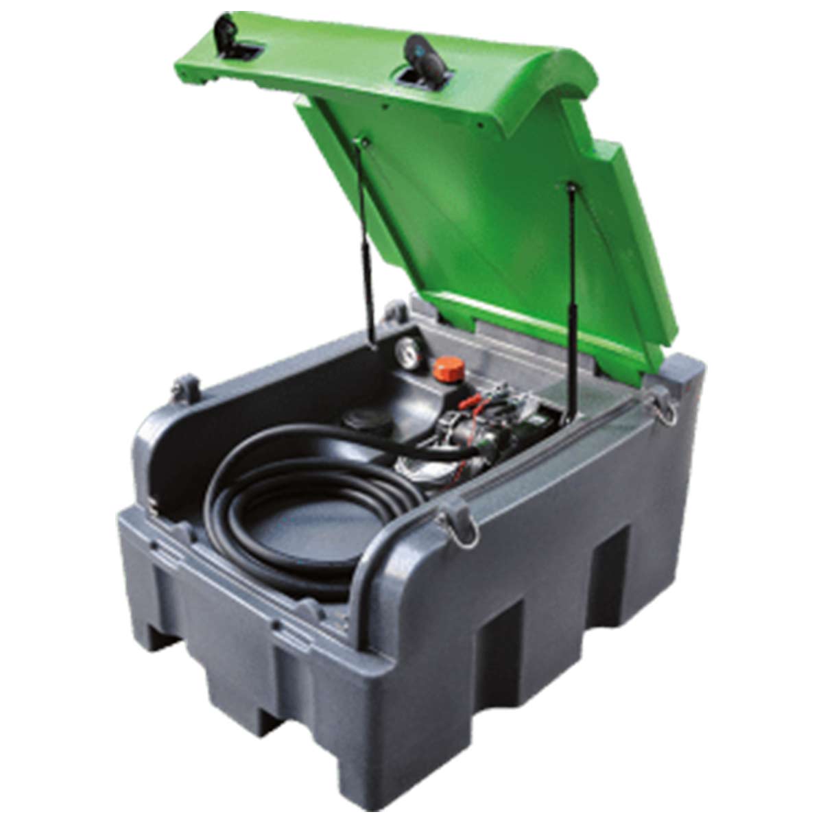 Mobile diesel tank unit with electric pump 12v, 50l/min and hinged lid 200 l