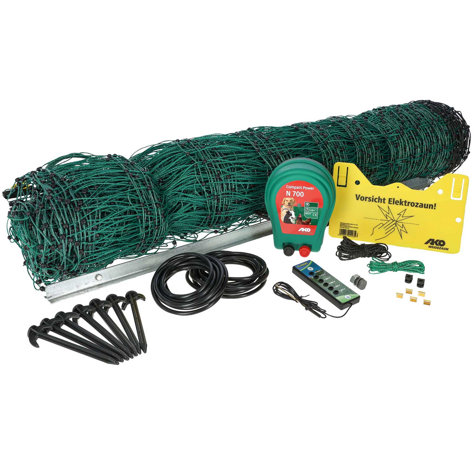Poultry net set 50 m, green incl. 230v device + accessories