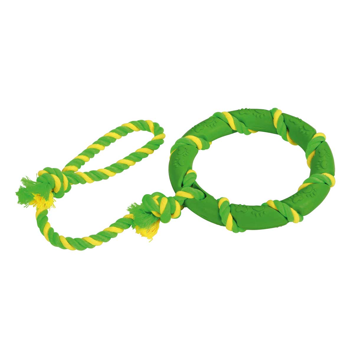 Ring on a Rope rubber/cotton green/yellow 47 cm
