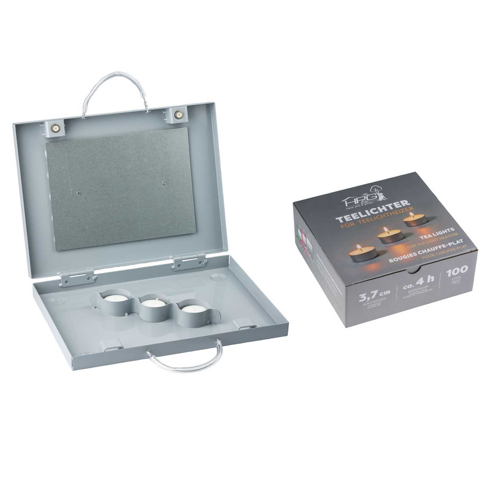 Eurohunt Teelichthizer Silver With Tea Lights 100 Er Pack