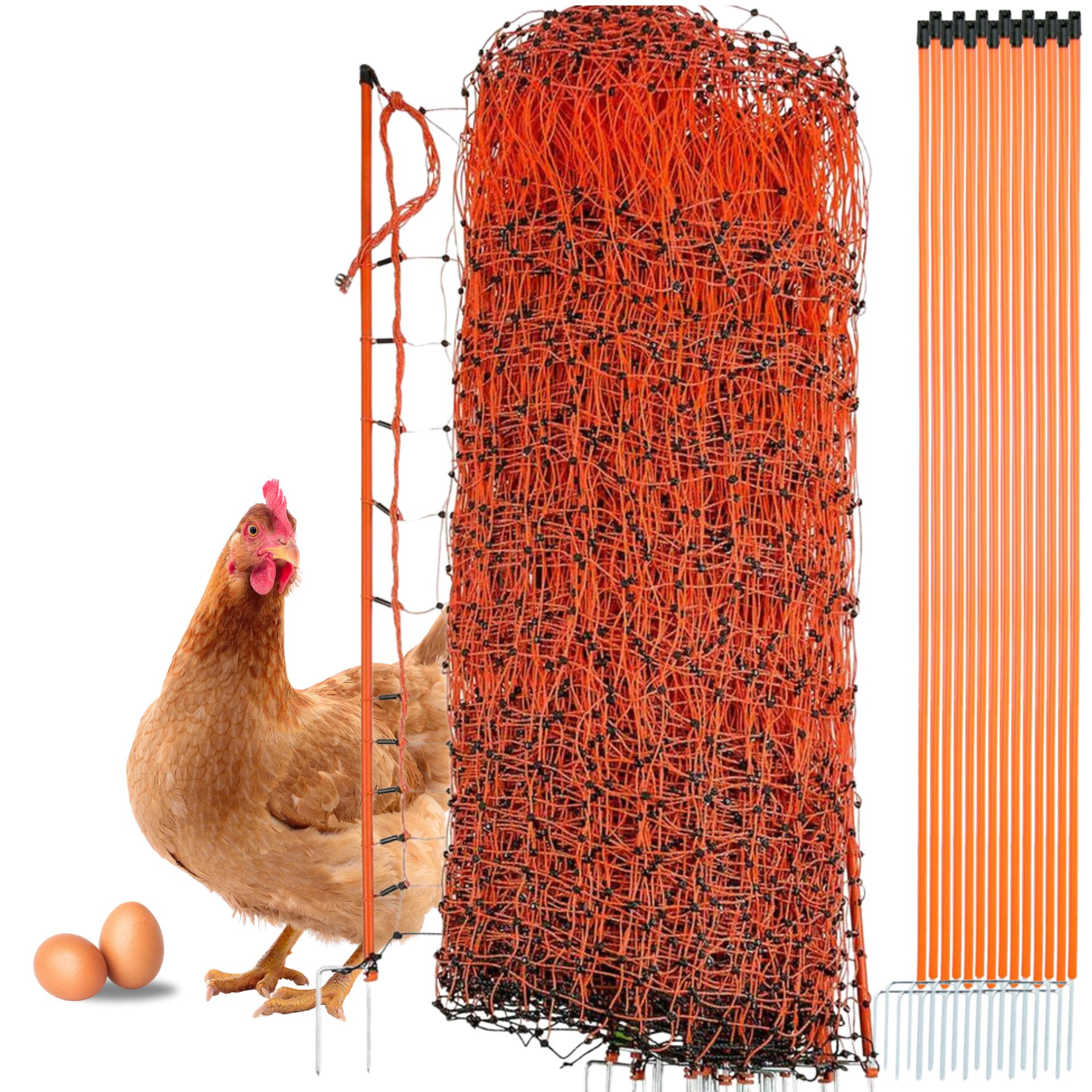 Agrarzone Poultry Net Classic electrificable, double tip, orange 25 m x 112 cm