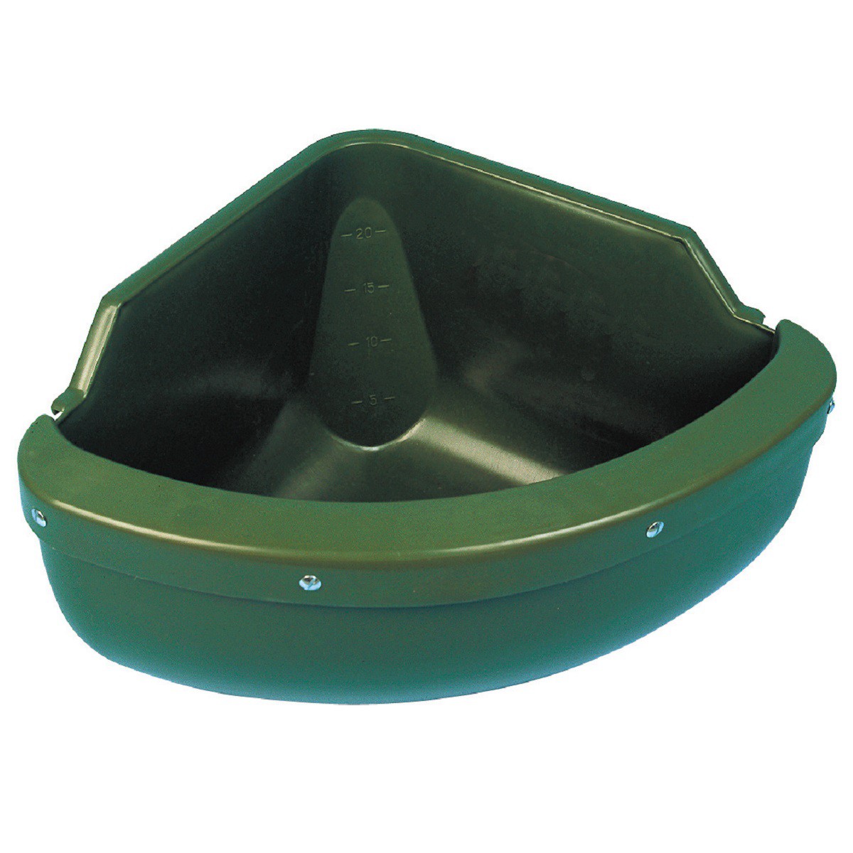 Corner trough plastic green w/ feed saver/bite protection