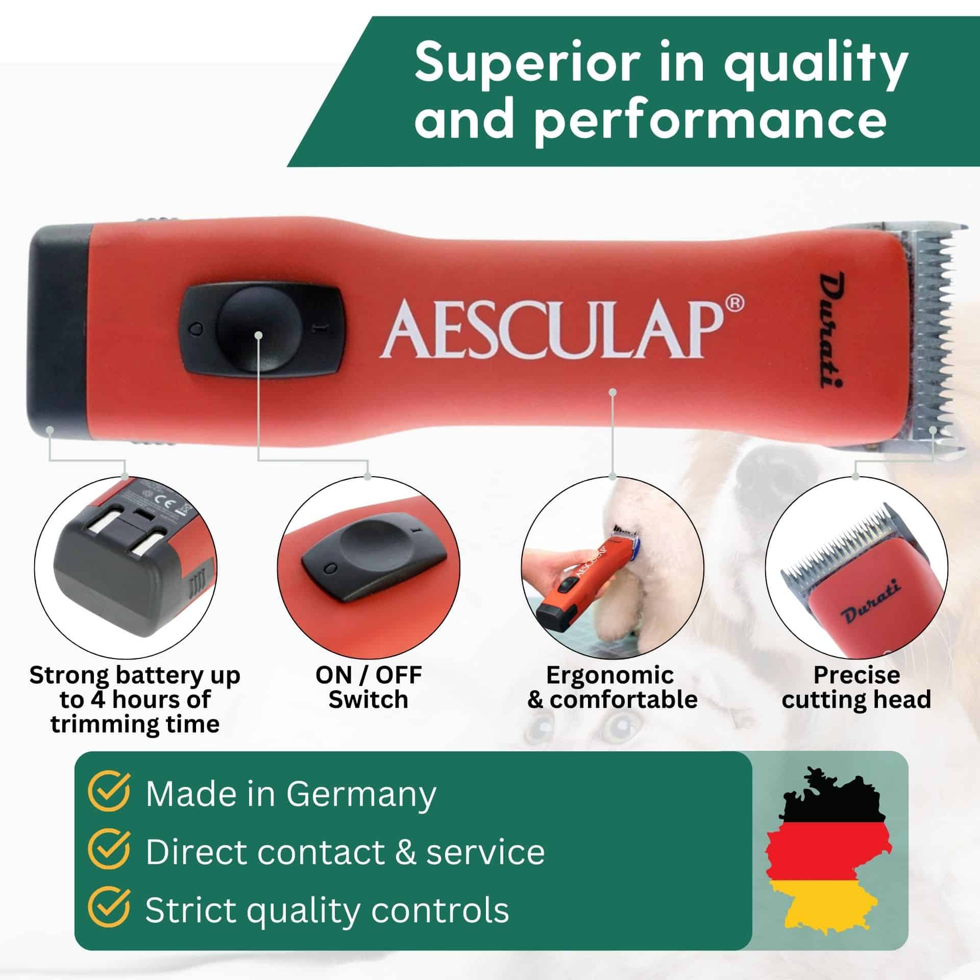 Aesculap Durati Clipper battery with attachment comb set