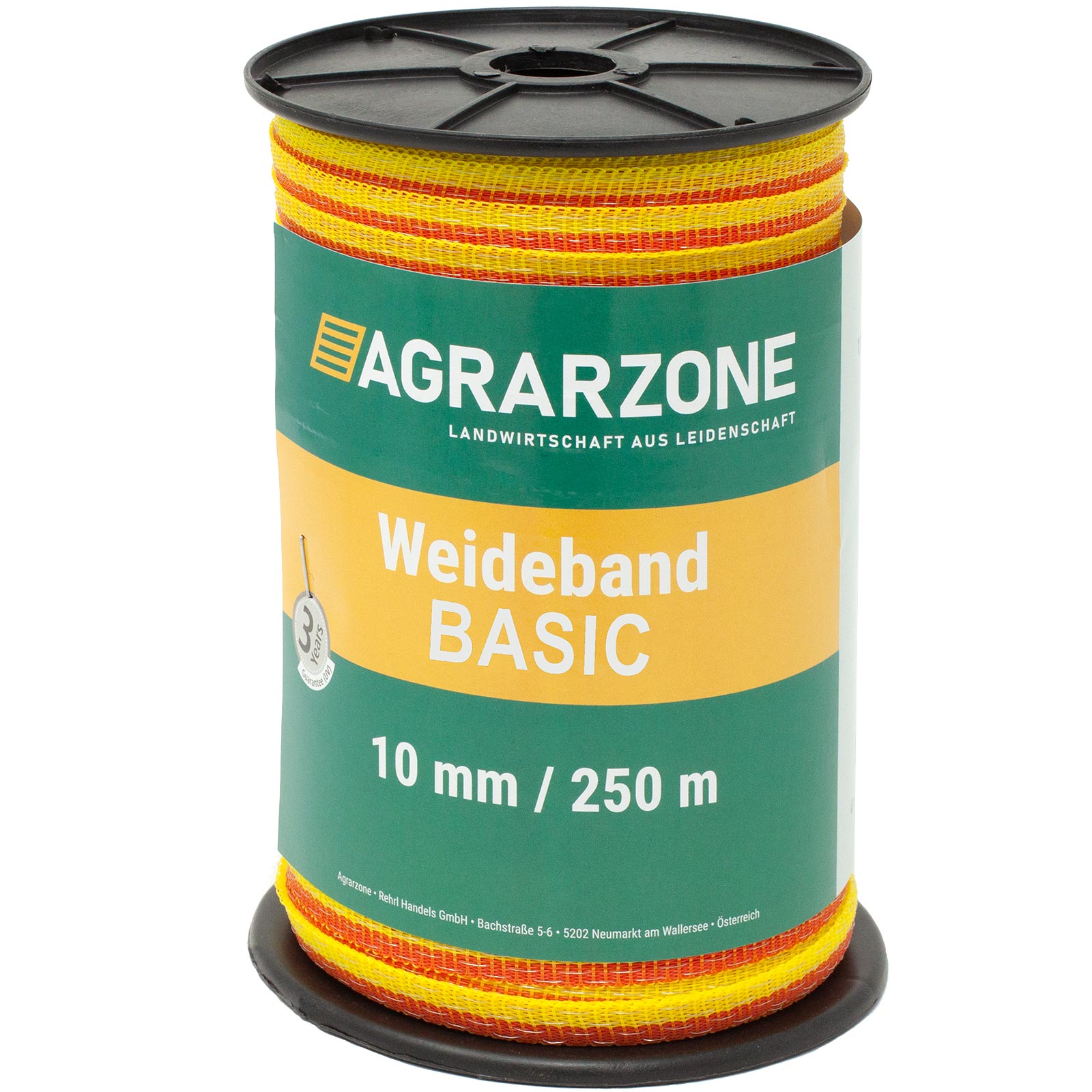 Agrarzone Pasture Fence Tape Basic 10mm, 4x0.16 Niro, yellow-orange