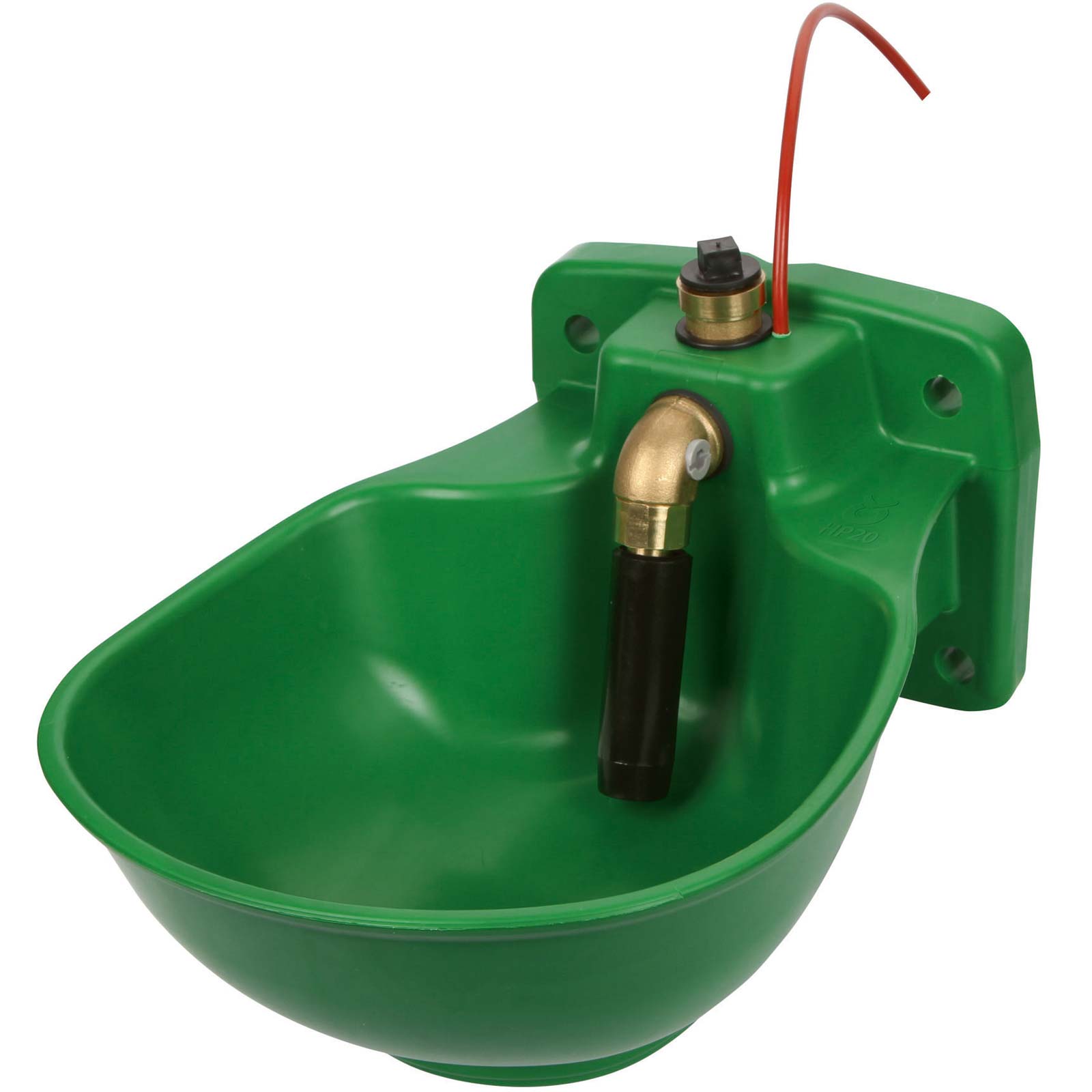 Heatable plastic water bowl HP20 with pipe valve