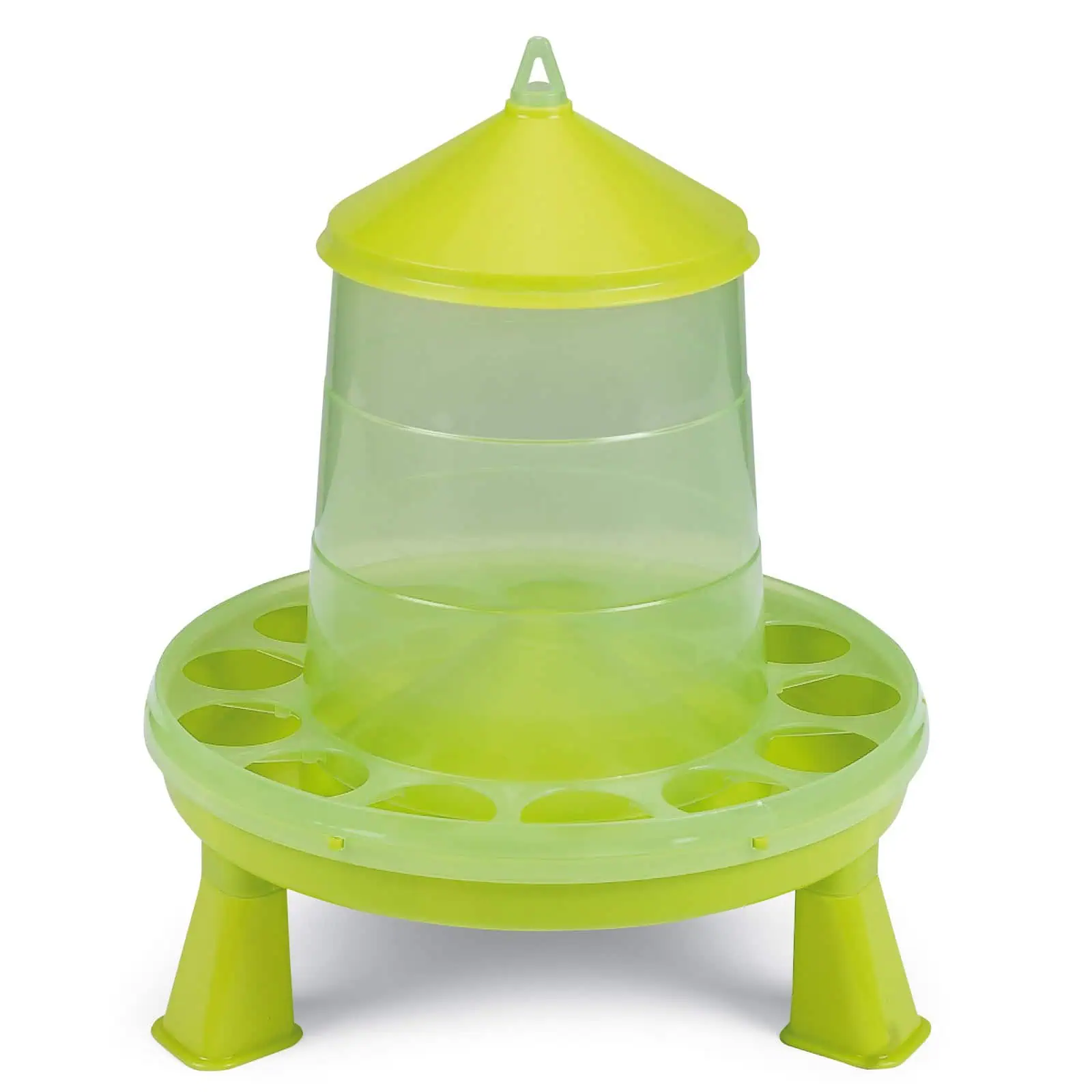 Plastic Poultry Feeder with legs, green