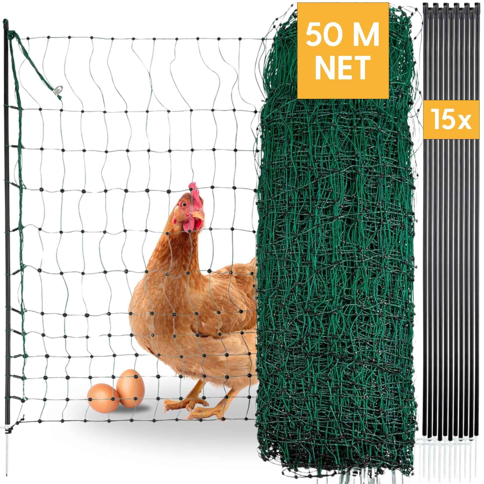 Agrarzone Poultry Netting Classic non electric, double tip, green 50 m x 106 cm