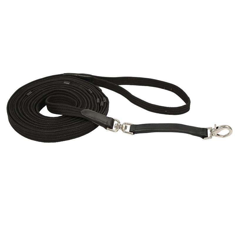 Lunge line with leather stops 8 m black