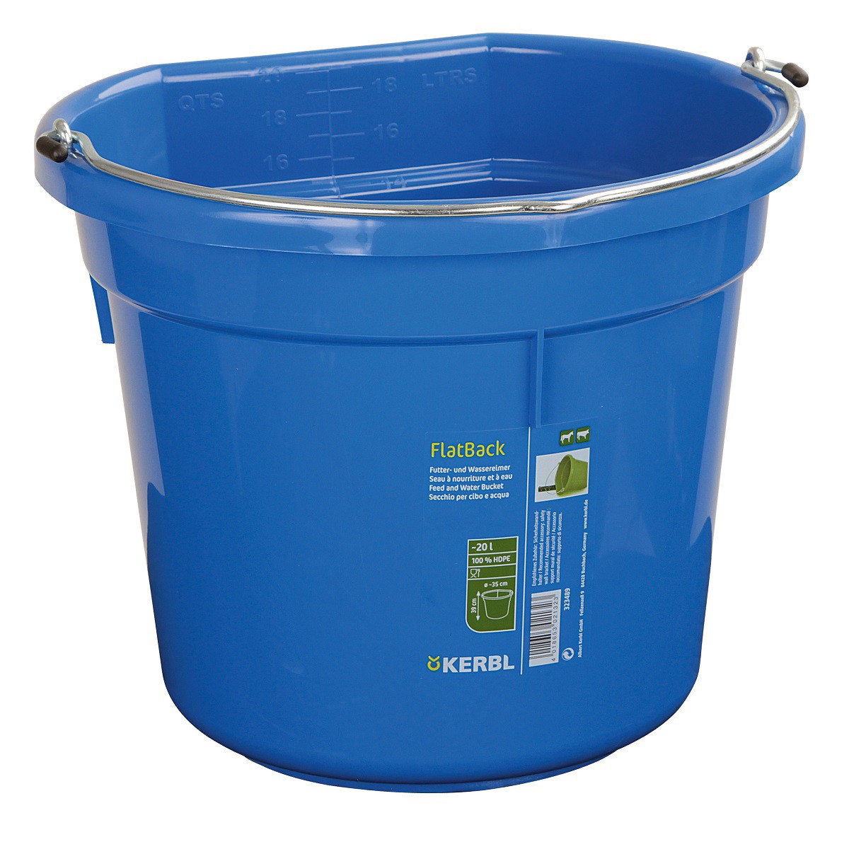 Feed and water bucket FlatBack 20 l blue
