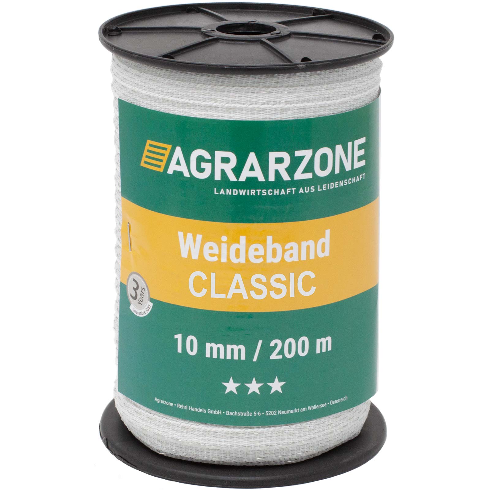 Agrarzone Pasture Fence Tape Classic 0.20 + 0.30 Niro, white 200 m x 10 mm