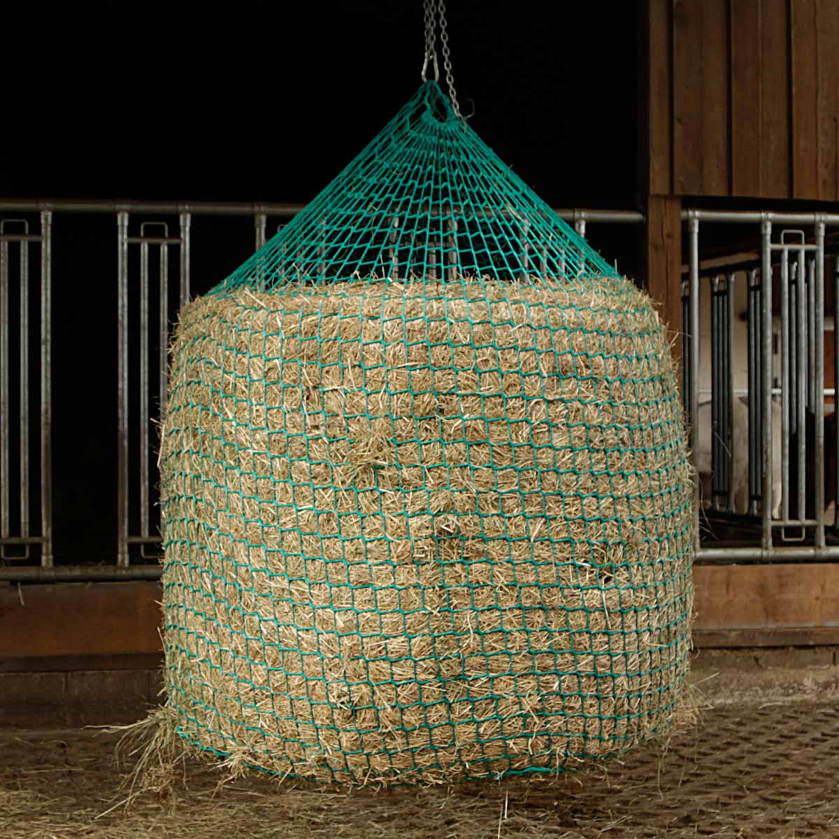 Hay net for round bales for hanging