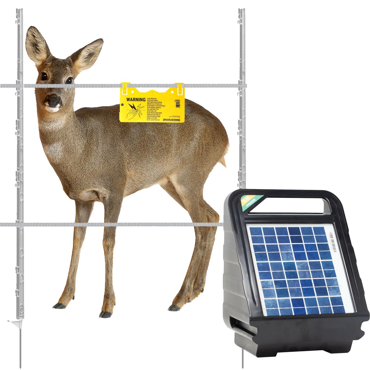 Red deer fence set solar 0,4j, tape 200m, 2 rows